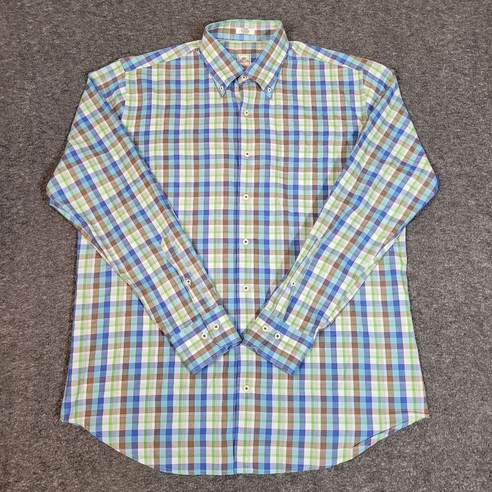 Peter Millar Mens Button Down Dress Shirt Size L Long Sleeve Multicolor Plaid